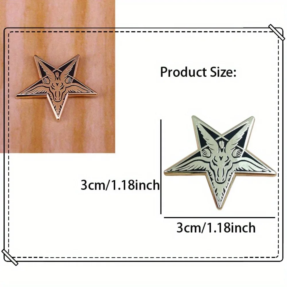 1 Stück Sternförmige Baphomet-Ziegen-Muster-Brosche, Modisches Kleidungszubehör für Männer und Frauen, Perfektes Geschenk