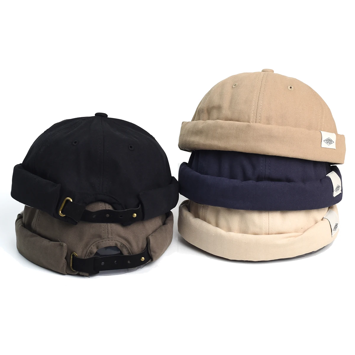 Docker Cap Without Visor Brimless Caps Men Beanies Dome Soild Color Adjustable Skullcap Summer Hip Hop Bobble Hat Fashion