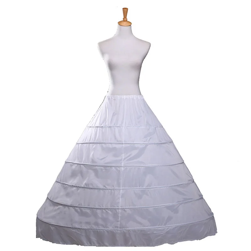 DongCMY Günstige Lange 6 Hoops Petticoat Unterrock Für Ballkleid Rock Mariage Unterwäsche Krinoline Hochzeit Zubehör