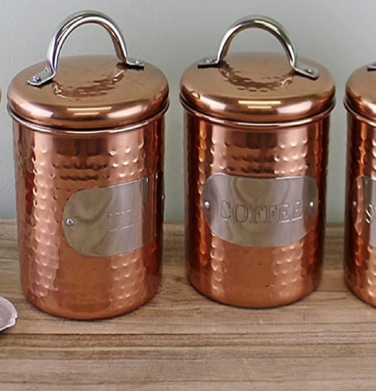 Four-piece hammer-grain pure copper round sealed moisture-proof storage tank with clamshell
