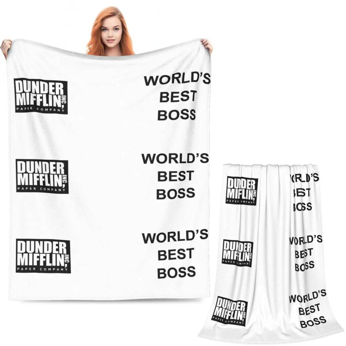 Worlds Best Boss The Office Dunder Mifflin Blankets Soft Warm Flannel Throw Blanket Bedspread for Bed Picnic Travel Home