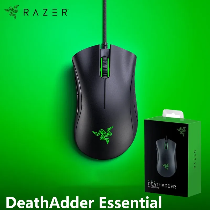 Razer DeathAdder Essential Wired Gaming Mouse 6400 DPI Optical Sensor 5 Programmable Buttons  Mice for PC Laptop Gamer