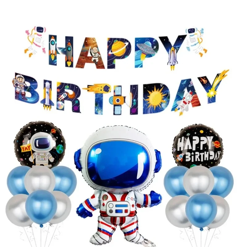 Disney Astronaut Cartoon Children's First Birthday Decoration Aluminum Film Balloon Set Layout