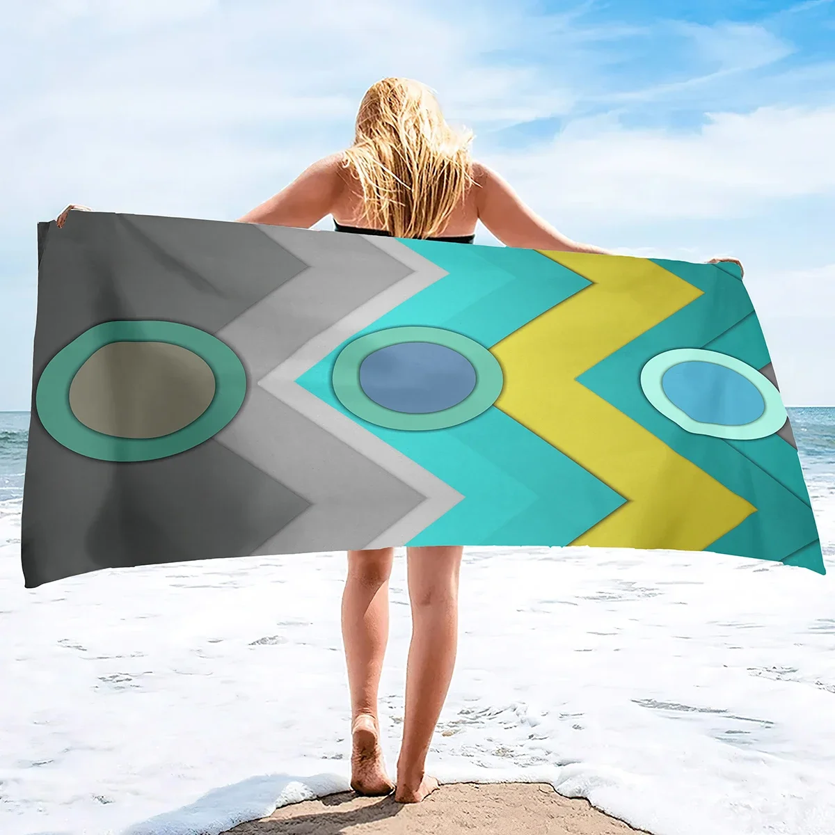 Large Beach Towel,Tropical Beach Towels and Circular Pattern Pool Towels Lightweight Quick Dry Beach Towel Super Soft Towel