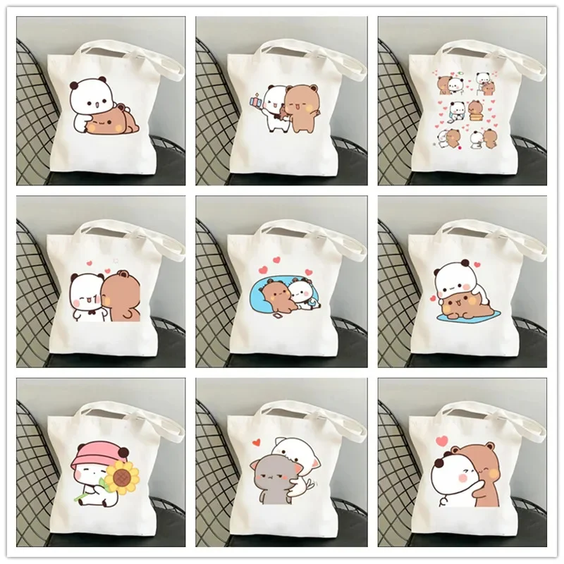 Bubu Dudu Print Women Shopping Bag Kawaii Lady Shoulder Tote Bags Large Capacity Graphic Fashion Reusable Canvas Girl Handbags