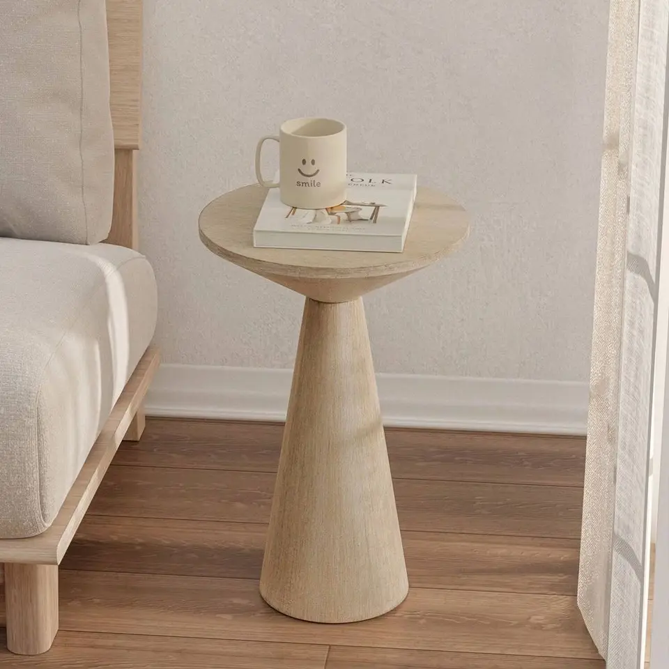 Rustic Round Pedestal End Table for Small Spaces