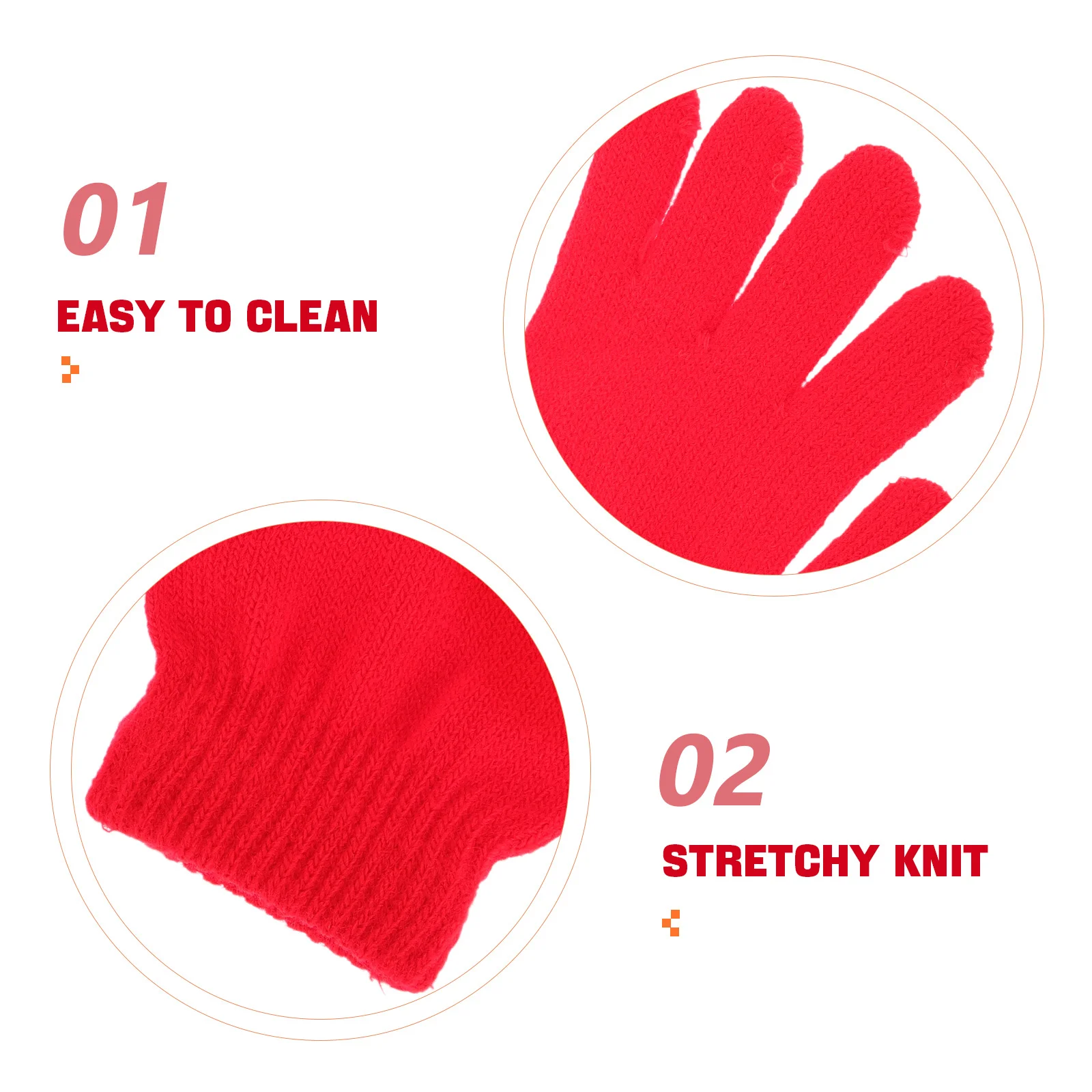 Warme Handschuhe, gestrickt, Vollfinger, Winter, handgefertigt, leicht, dehnbar, wasserdicht, für 4–12 Jahre, Rot