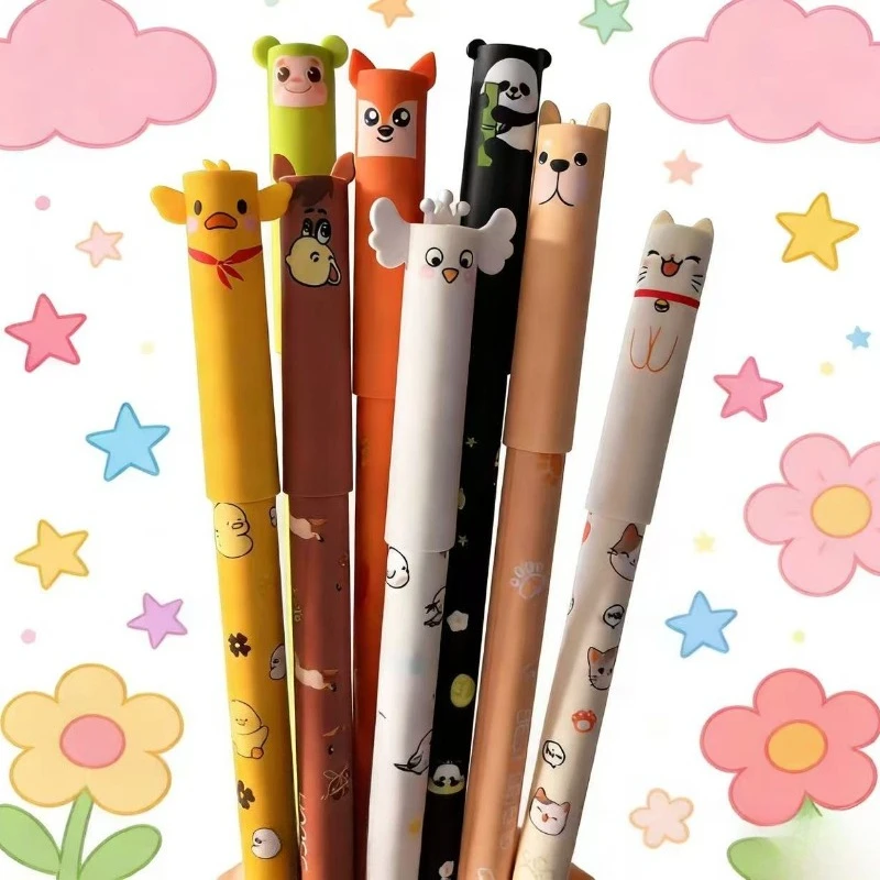 

8pcs Animal-shaped Erasable Gel Pens with 0.7mm Tips for Smooth Writing and Clear Print. Practical and Fun,Cartoon Pen