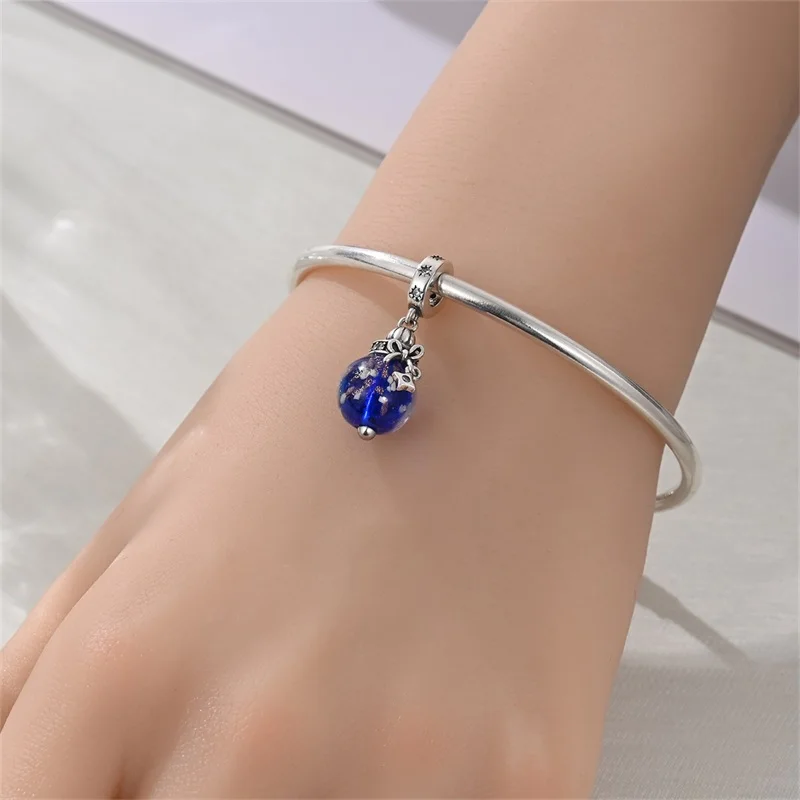 

925 Sterling Silver Blue Glowing Wishing Bottle Charms Pendant For Women Fit Original Bracelet DIY Valentine's Day Jewelry Gifts