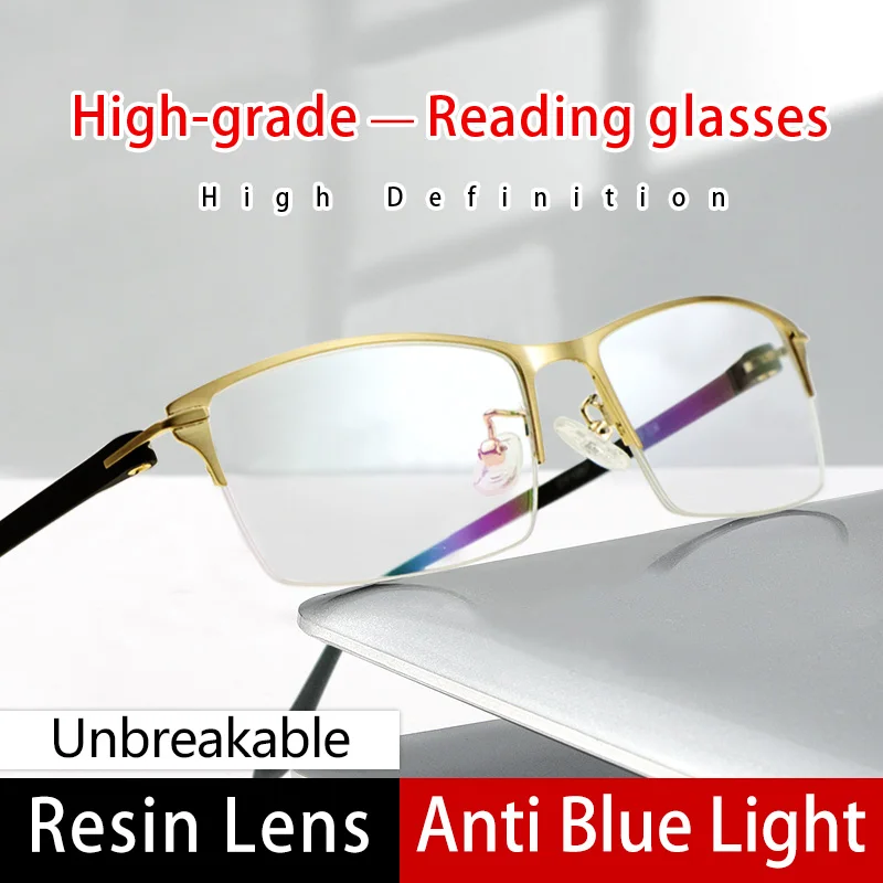 

Blue light blocking reading glasses for men business office luxury anti blue ray anti-fatigue presbyopic High Quality