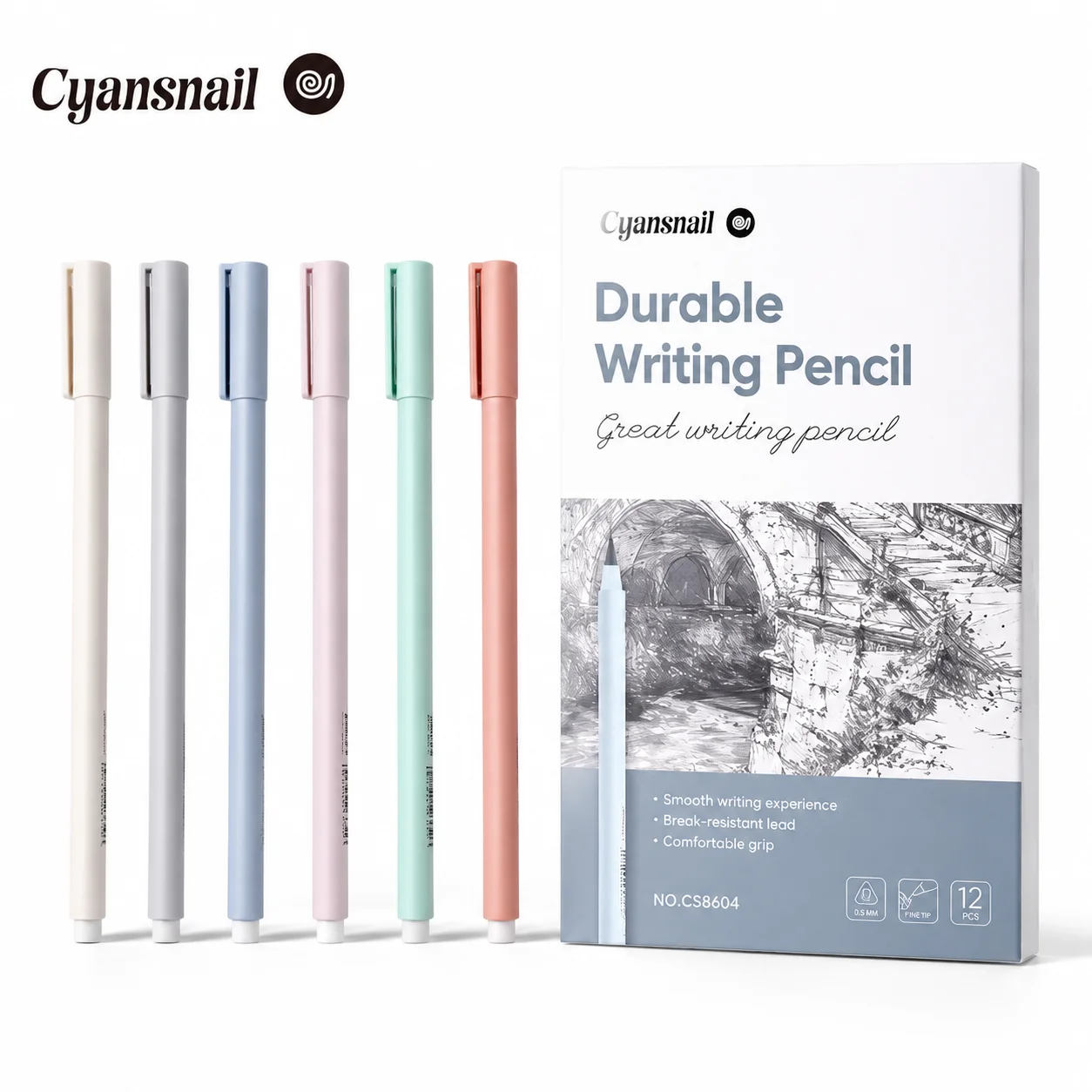 12pcs Eternal Pencil Set 0.5mm HB Correct Posture Pencil Triangular Grip For School Writing