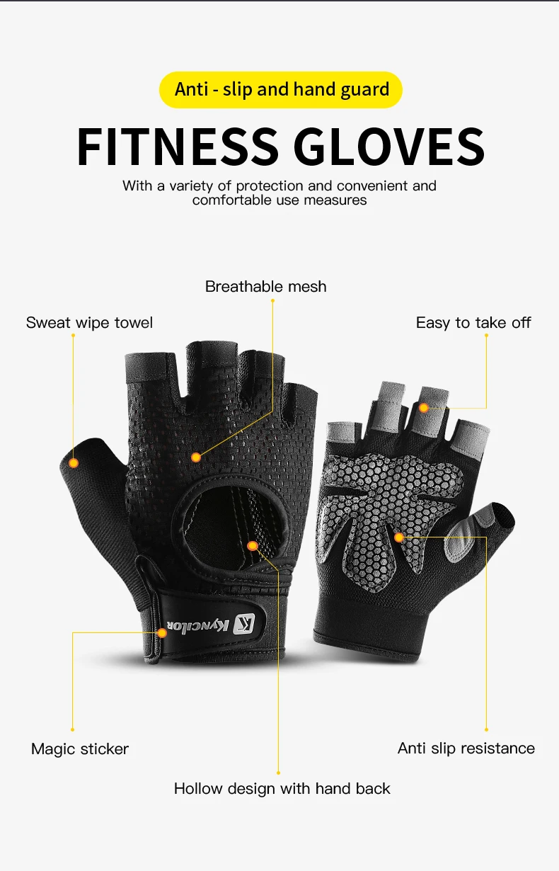Sport Fitness Männer und Frauen Gewichtheben atmungsaktive rutschfeste Silikon Halbfinger-Fahrradhandschuhe – Detail 3