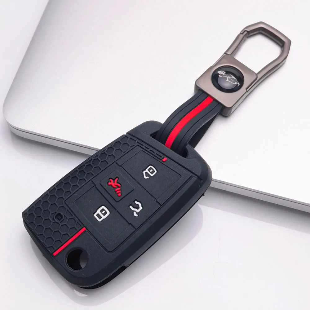 4 Button Car Key Silicone Keychain Fob for Volkswagen VW Golf 4 5 7 MK7 Tiguan for Skoda Octavia A7 Seat Leon Ibiza Altea Shell