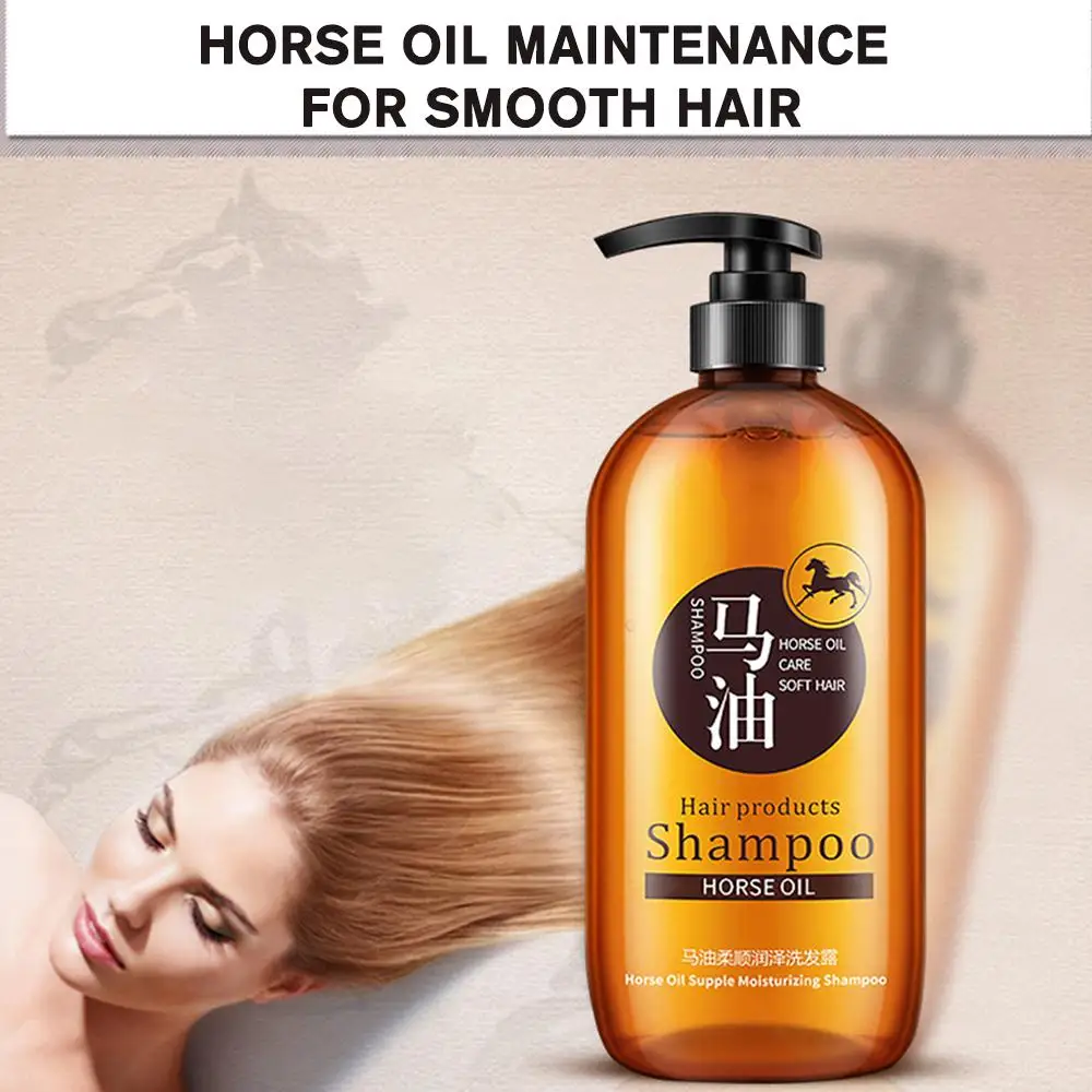 300ml Horse Oil Shampoo Control Hair Moisturizing Shine Oil Shampoo Style Enhancing Care No Hair Korea Silicone Clear Shamp V9O2