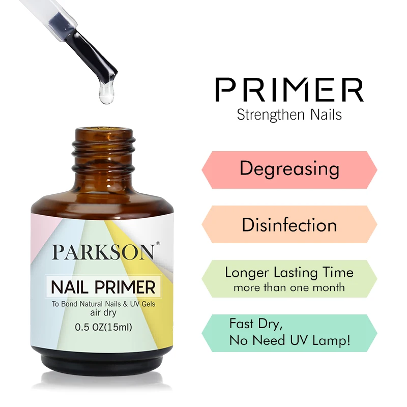 Parkson 15ml Fast แห้งเล็บ Primer ฐานตัวแทนทําความสะอาด Balancing Dehydration Oil ไม่จําเป็นต้อง UV LED โคมไฟเจลเล็บ Primer