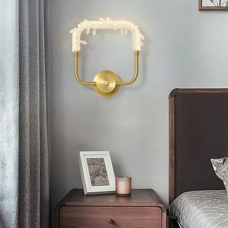 Nordic ouro fundo lâmpada de parede para corredor escada loft quarto cabeceira todo o corpo cobre luminárias fonte luz livre