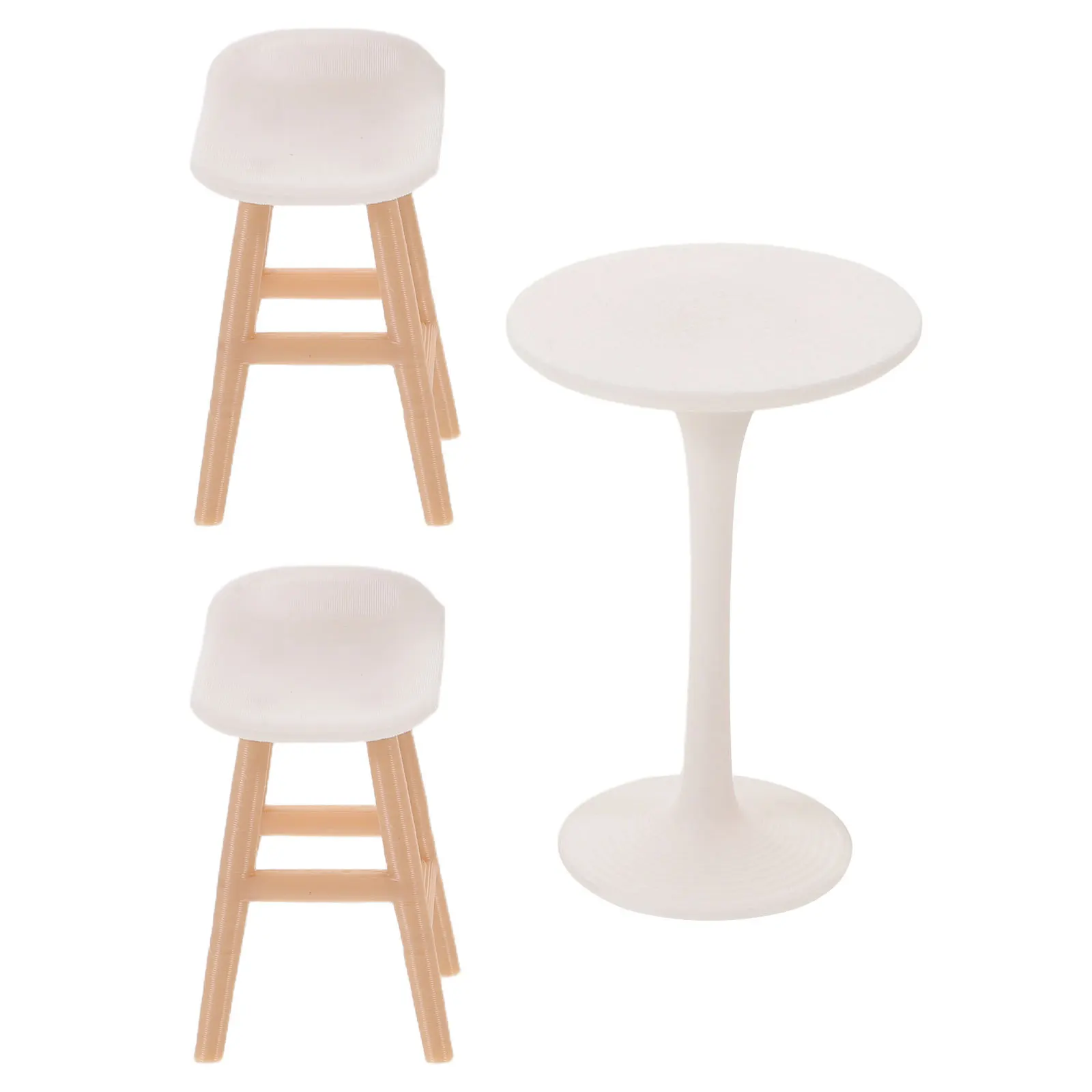 

1 Set Mini Bistro Chairs: 1:20 Scale Dollhouse Bar Furniture Set For Fairy Garden Decor, Miniature Coffee Table With Chairs,