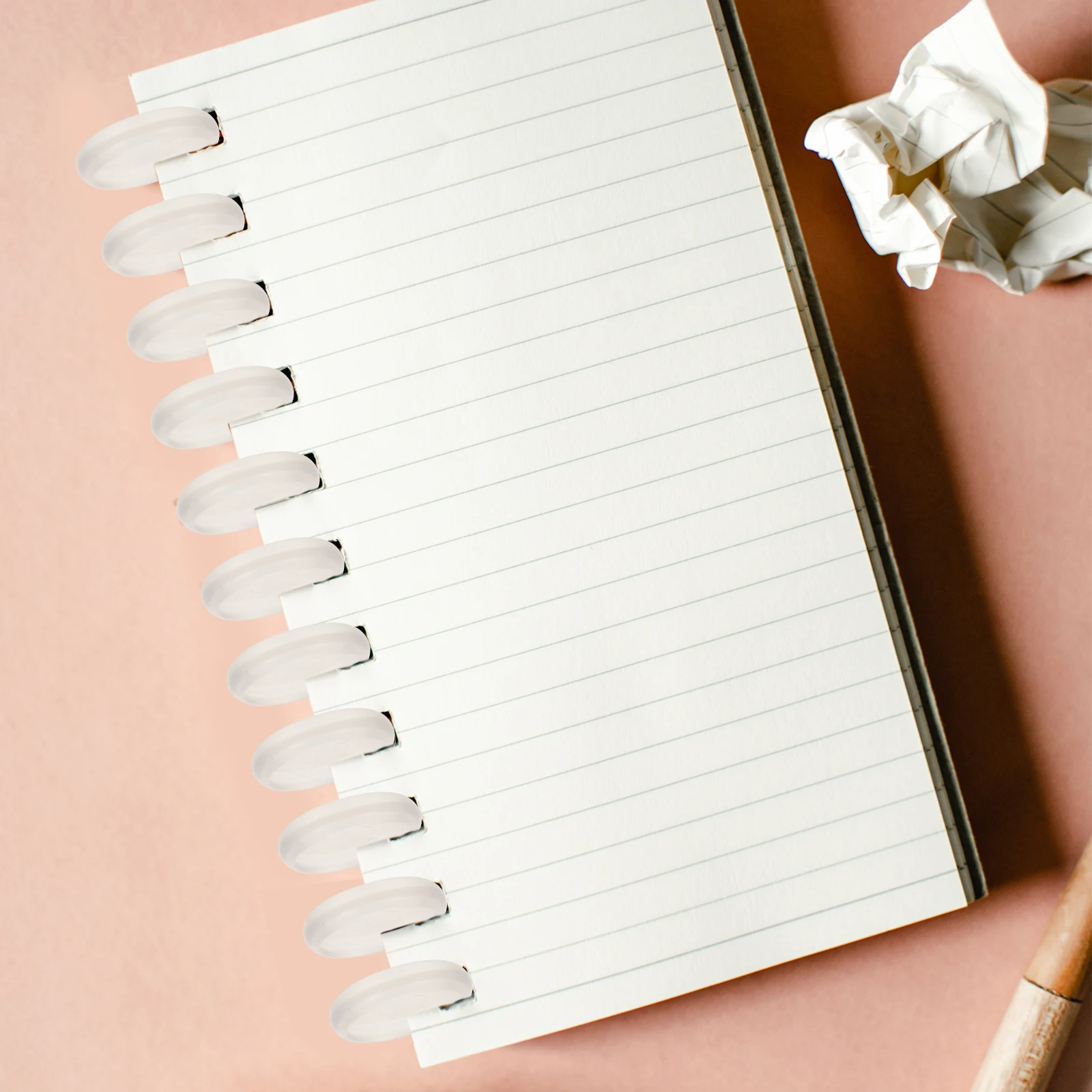 44 Pcs Loose Leaf Binding Ring Disc Buckle Scrapbook Planner Rings White Abs Clear Discbound