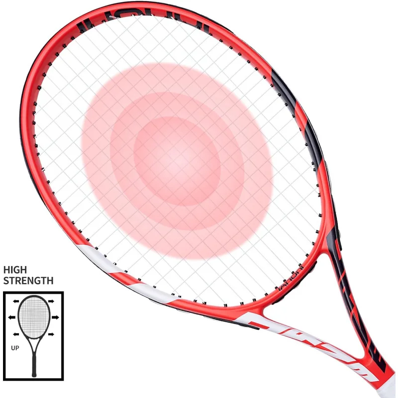 Raket tenis untuk dewasa, raket tenis pre-strung 27 inci-2 pemain raket tenis Set dengan 3 bola, 2 pegangan, 2 peredam getaran