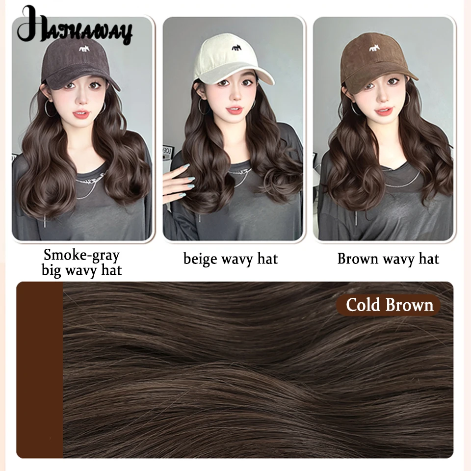 Long Wavy Hat Wig One Female Long Curly Hair Baseball Hat With Long Hair Wig Full Head Everyday Wear Female