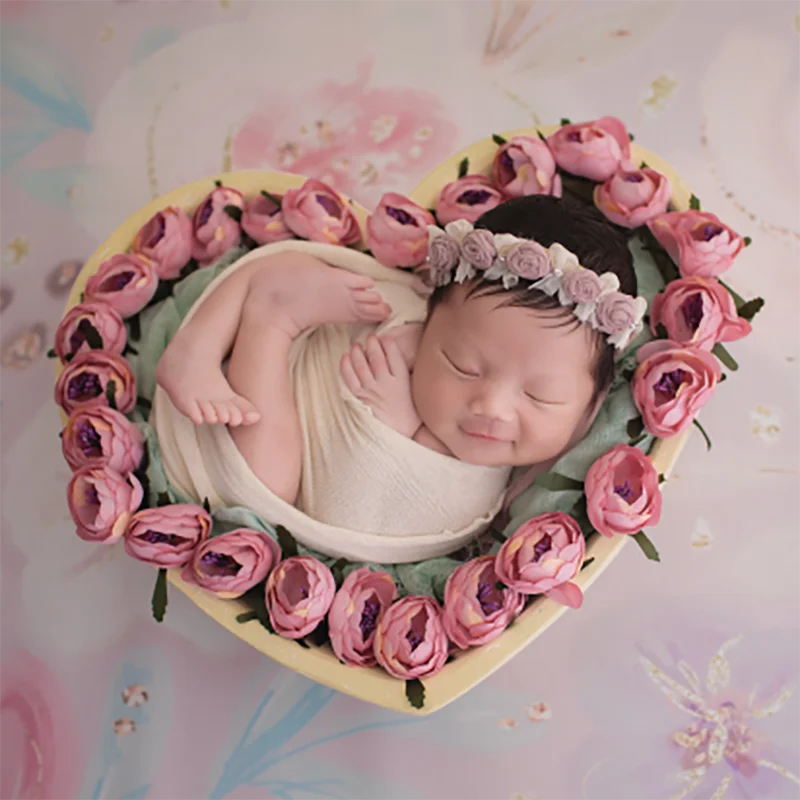 0-3 Months Baby Photography Props Make Old Style Heart-Shaped Infant Posing Prop Studio Baby Growth Commemorative Accessories