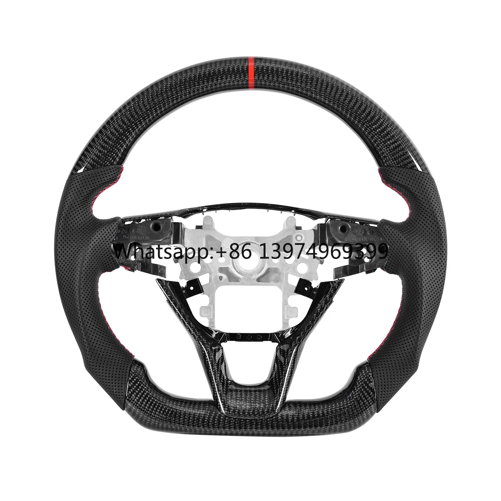 Carbon Fiber Steering Wheel D-shape Flat Bottom with Perforated Leather Grip for Honda Accord 10th Gen 10 2018-2022