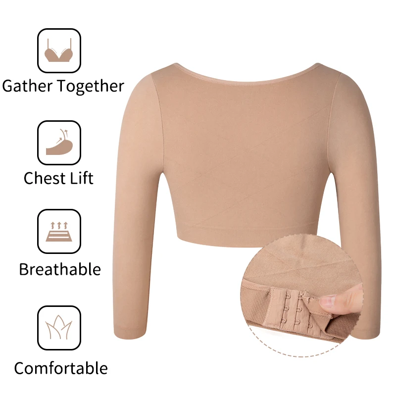 Upper Arm Shapers Compression Long Sleeves Women Arm Shapewear Humpback Posture Corrector Shoulder Breast Support Push Up Tops