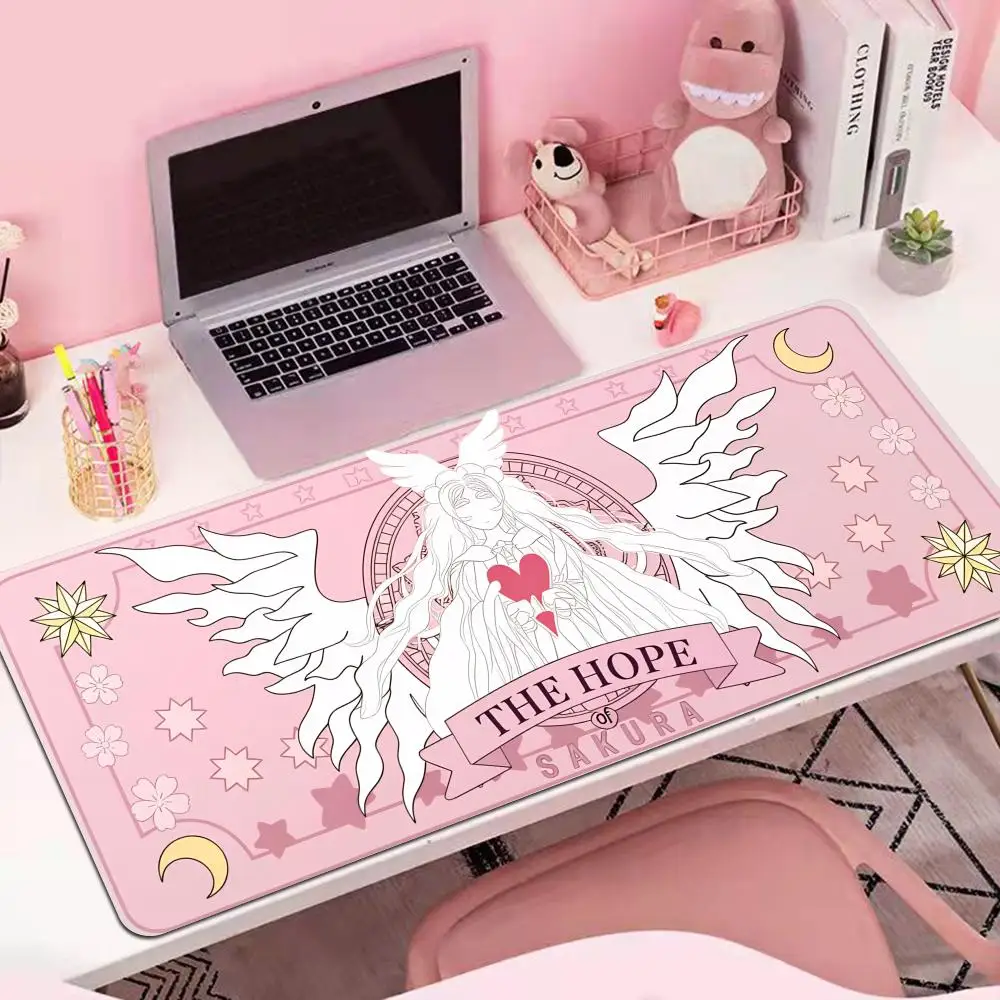 

HYBXAXC Pink Magic Girl Cute Mouse Pad Large Rubber Anti-slip PC Desk Accessories Mousepad for Gamer Keyboard Mats Decor Mat