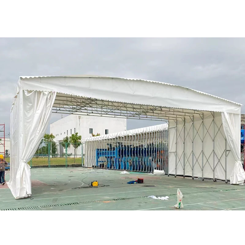 Customized Factory Fixable Warehouse Large Sliding Folding Shade Canopy PVC Roof Shelter Outdoor Retractable Storage Tent