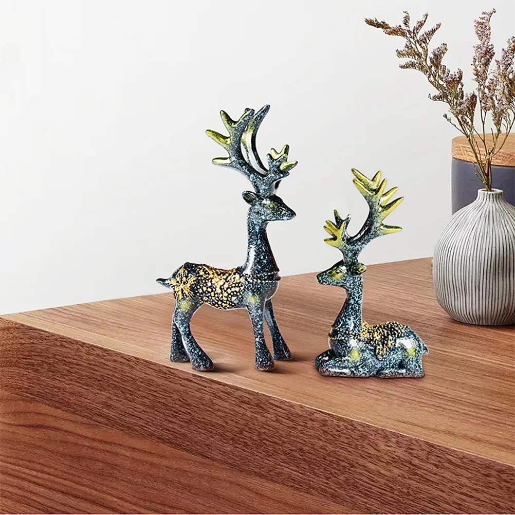 1 زوج الديكور الراتنج الأيائل مكتب منزلي زخرفة عيد الميلاد هدية الزخرفية الحرفية الدائمة تمثال غرفة المعيشة شرفة #4