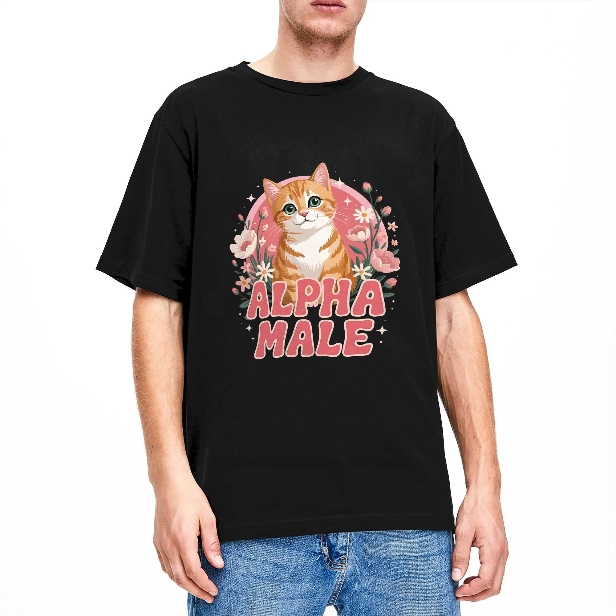 Casual T-Shirt Summer Alpha Male Cat Kitten Funny Trendy Cool T Shirts  100% Cotton Tshirt for Man Y2K Casual Short Sleeve Tees