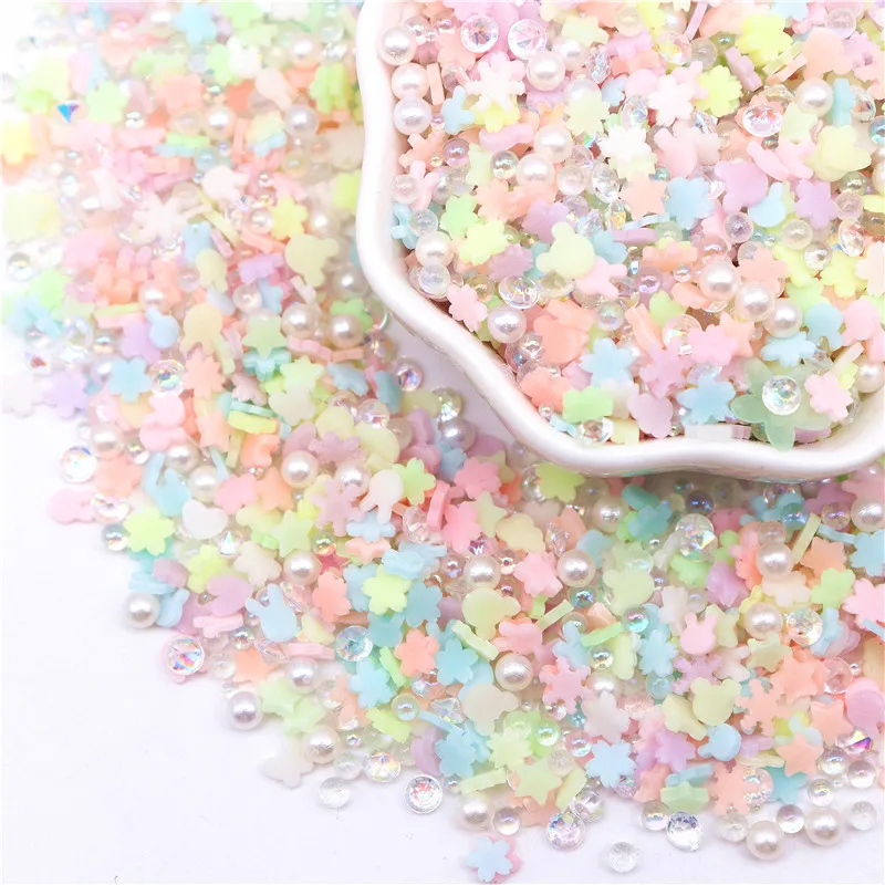 5mm Luminous Fluorescent Polymer Clays Diamonds Beads Mix for DIY Crafts Plastic Slime Filler Supplies DIY Handwork Material