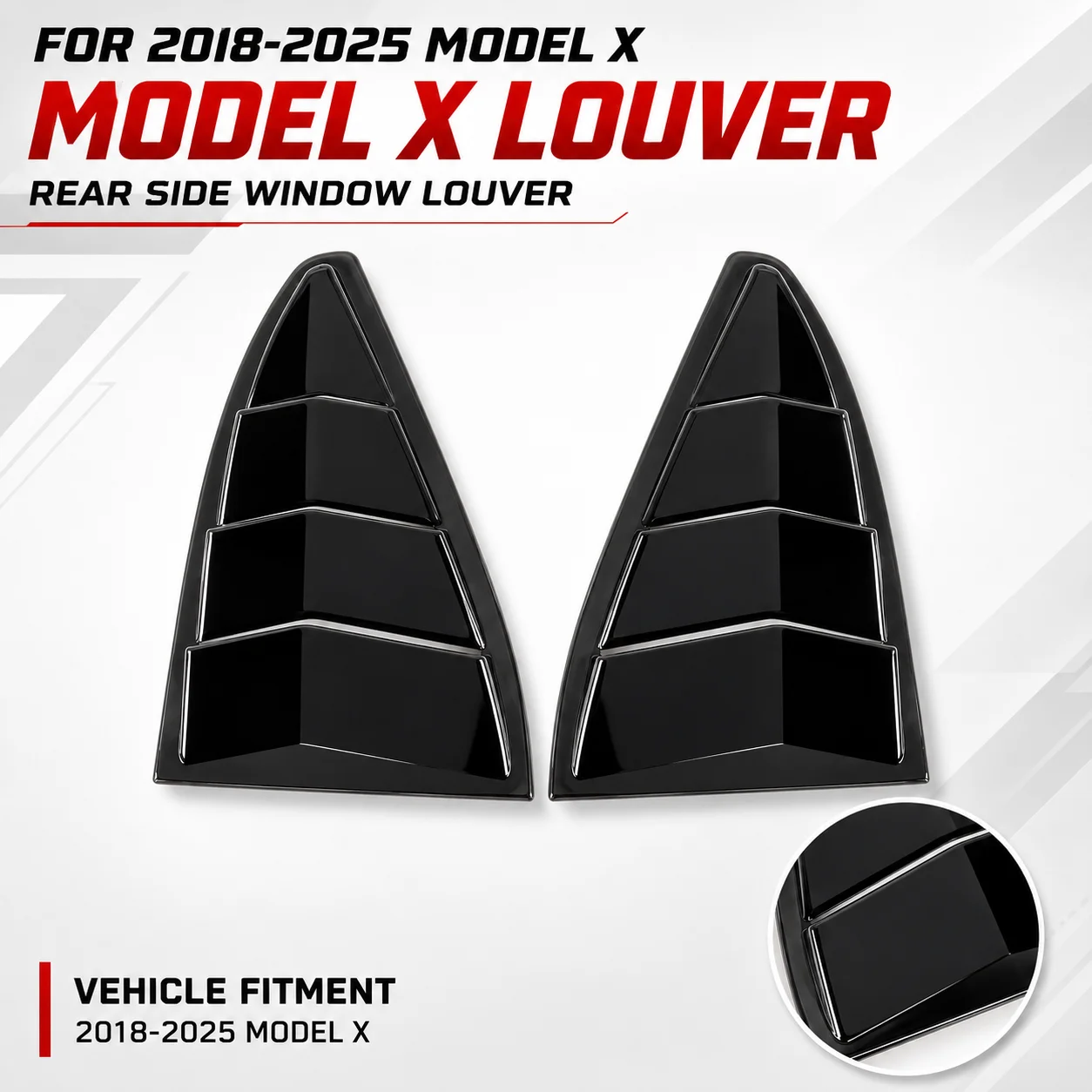 For   Universal Rear Window Louvers for 2018-2025 Tesla Model X Carbon Fiber Look ABS Material Car Accessory