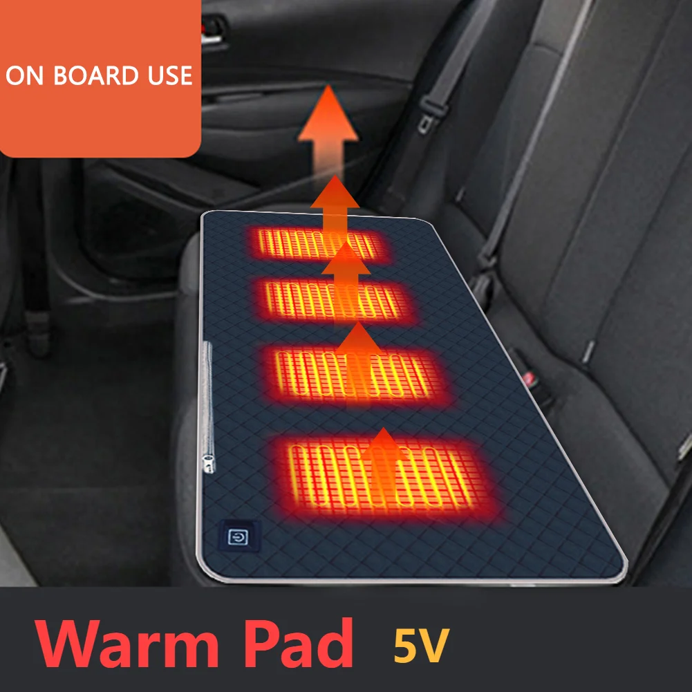 5V Winter Electric Heating Pad Type C/USB Charging 3-Level Adjustable Temperature Heated Chair Cushion Mat for Outdoor Camping