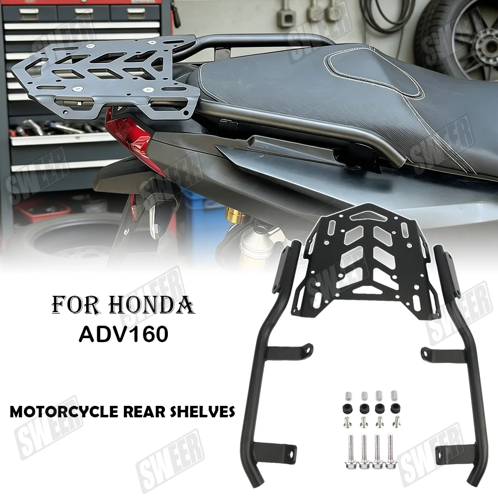 Motorcycle Carbon Steel Rear Luggage Rack Fit For Honda ADV160 2022-2026 Bracket Carrier Case Tail Box Support Shelf Holder