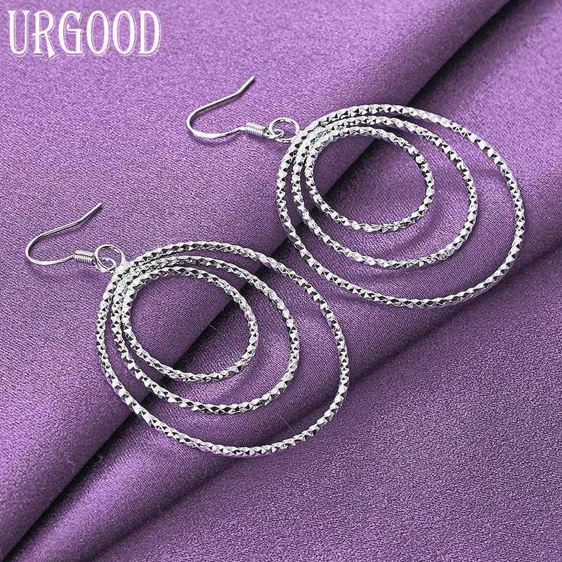 925 Sterling Silver Fashionable Circular Shape Earrings For Women Party Engagement Wedding Gift Fashion Jewelry