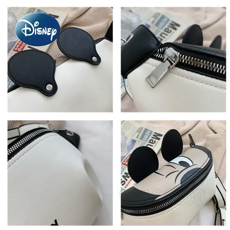 Disney Mickey New Fashion Women\'s Waist Bag Luxury Brand Messenger Bag High Quality PU Zipper Large Capacity Women\'s Chest Bag