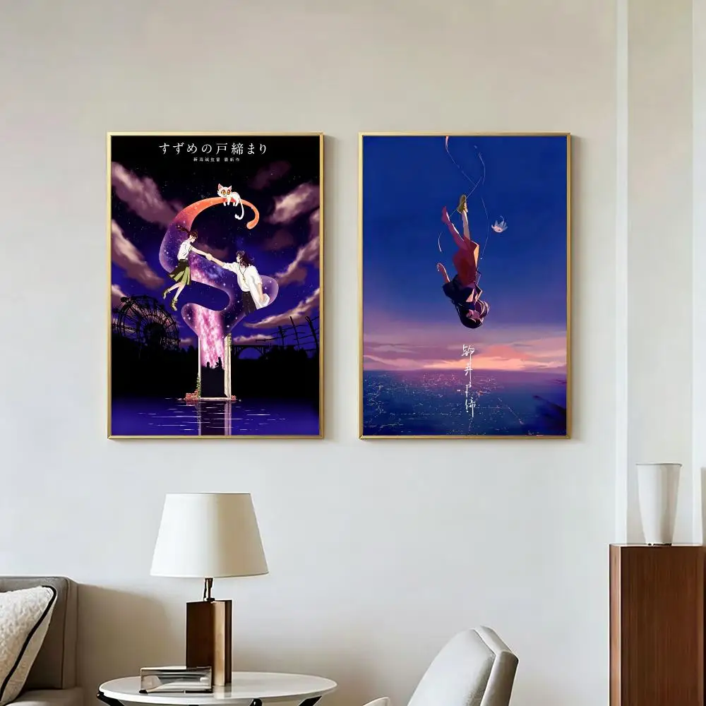 Movie Film S-Suzume no Tojimari Poster Peel And Stick Wall Art Self Adhesive PP Waterproof Wall Decor Living Room Bedroom Gift