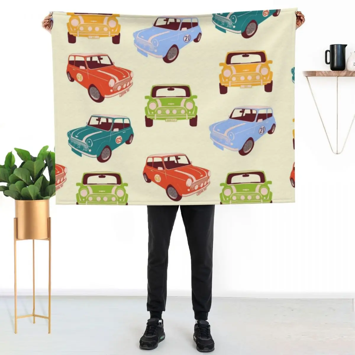 Multicoloured Mini Coopers Throw Blanket Luxury Thicken Luxury Brand Sofa Throw Sleeping Bag Personalized Gift Blankets