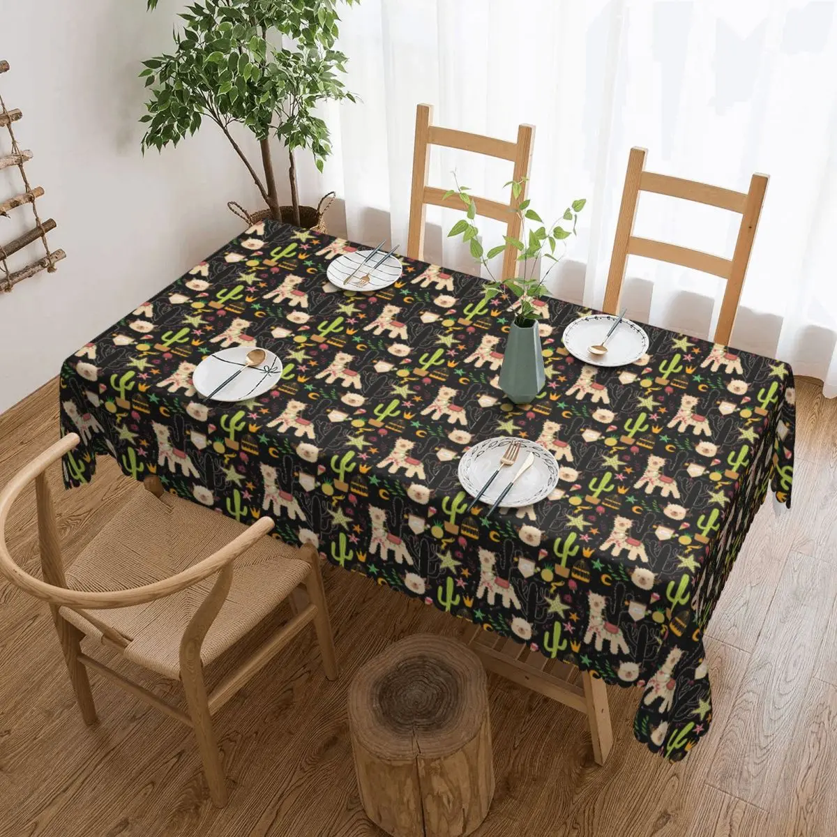 Cactus Alpaca Tablecloth Restaurant Kitchen Rectangular Tablecloth Festival Decorations Tablecloth Outdoor Dining Table Cover
