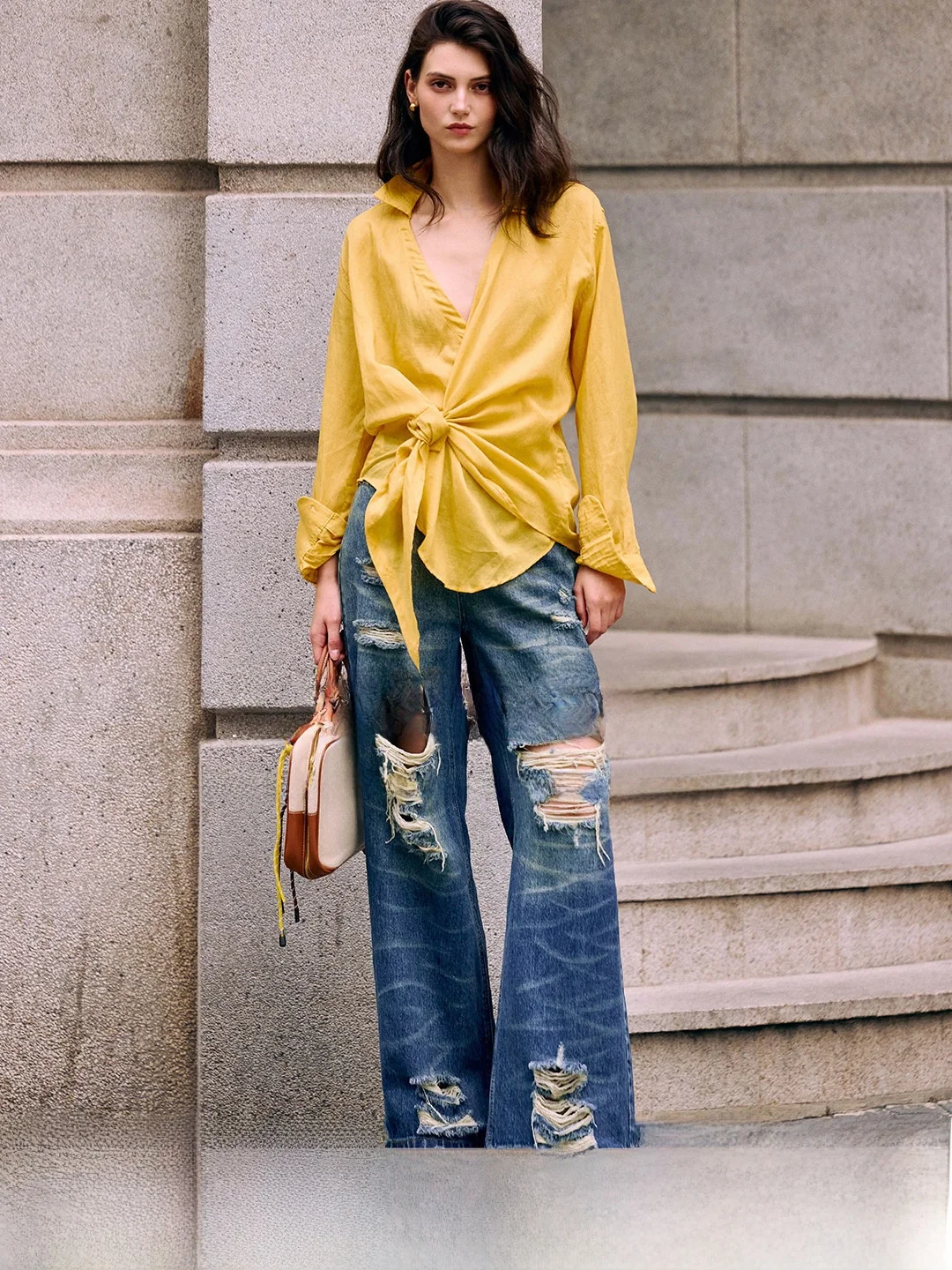 

Luna7xi Women's Yellow Linen Silk Long Sve irt Summer 2026 Loose Faion Top Korean Sle Commute Faion Breathable