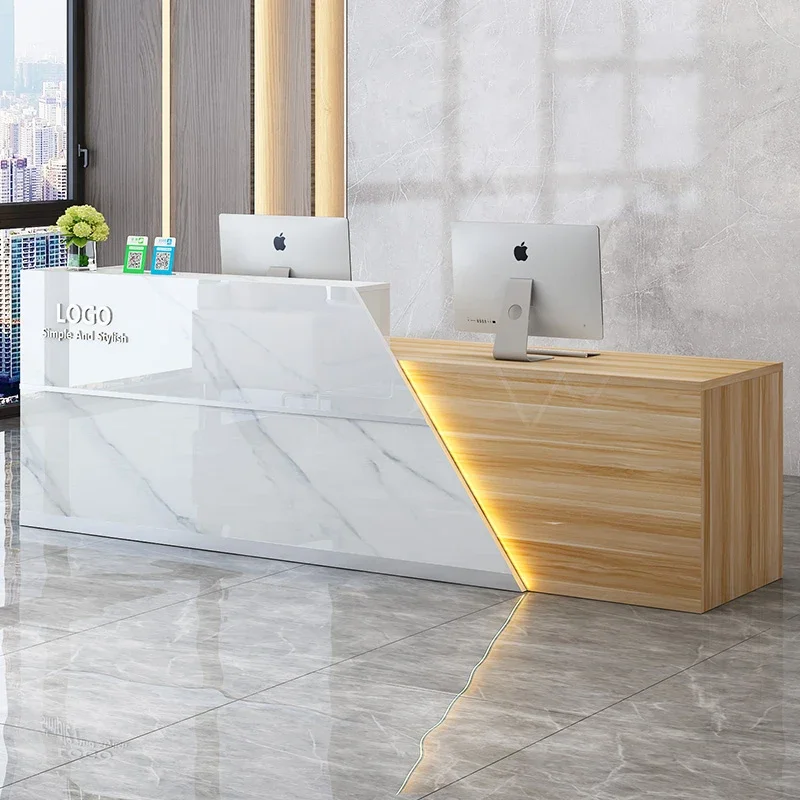 

Unique Podium Reception Desks Salon Beauty Bar Luxury Reception Desks Office Modern Recepción Negocio Commercial Furniture