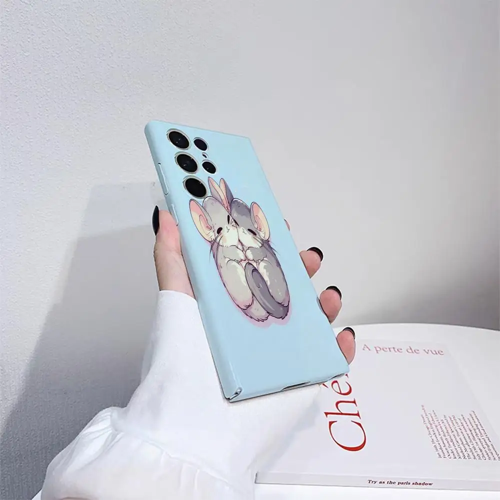漫画チンチラ電話ケースサムスン S25 24 23 ウルトラプラス S22 光沢のある HD ハードカバーフィルムシェル