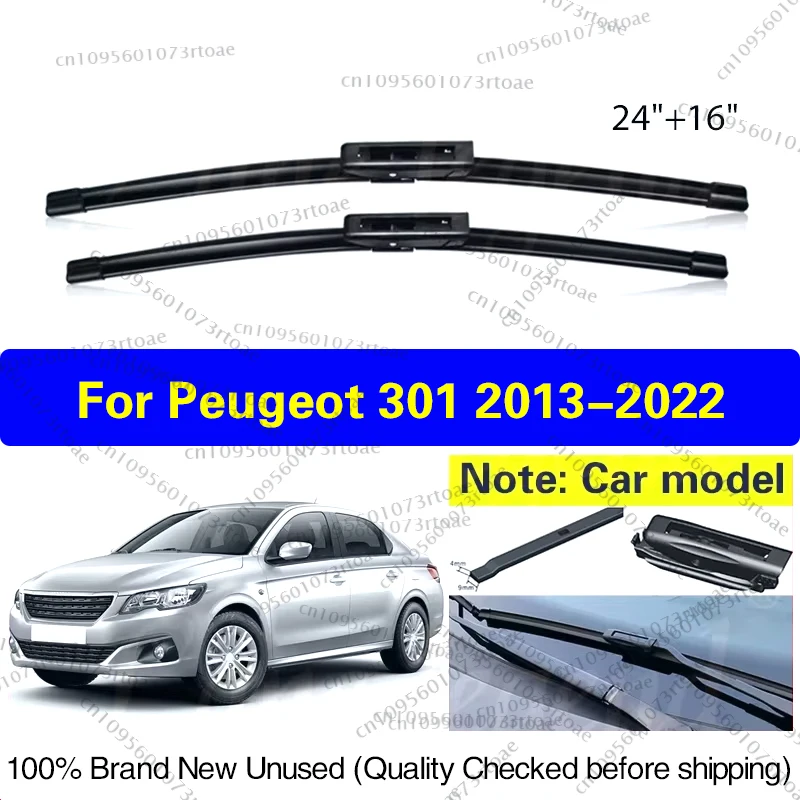 

Windshield Windscreen Wiper Blades For Peugeot 301 2013 - 2022 2021 2020 Soft Rubber Front Window Wiper Car Accessories 24"+16"