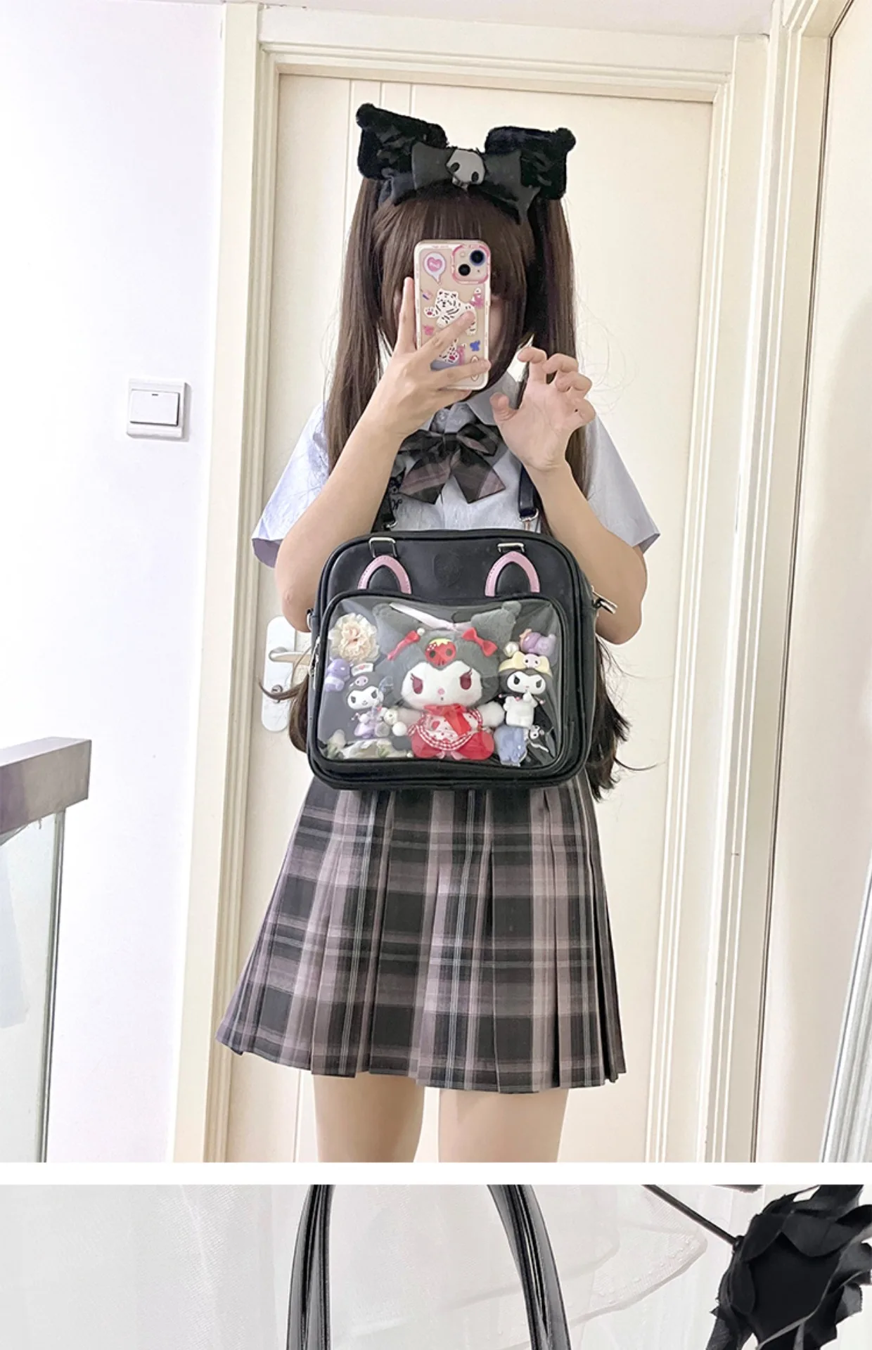 Japanese daily commuter student backpack square casual tote bags large food volume simple portable shoulder bag women's lta bags