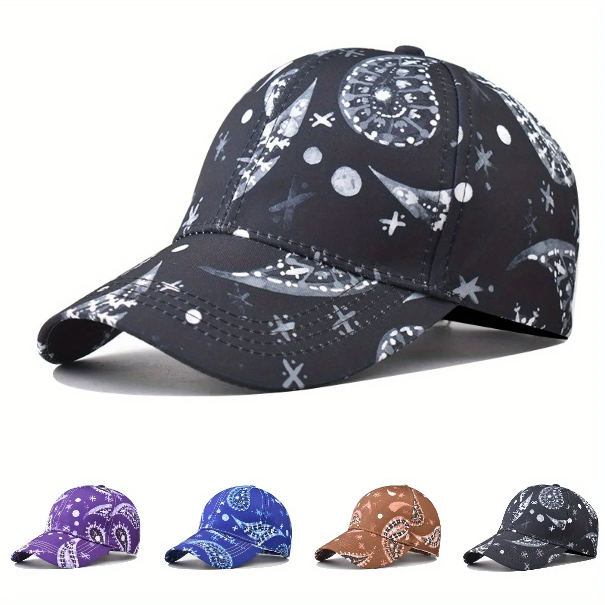 

Adjustable Paisley Print Snapback Baseball Cap Women Men Outdoor Travel Sunscreen Sun Hat Sports Cycling Dad Hat Gorras