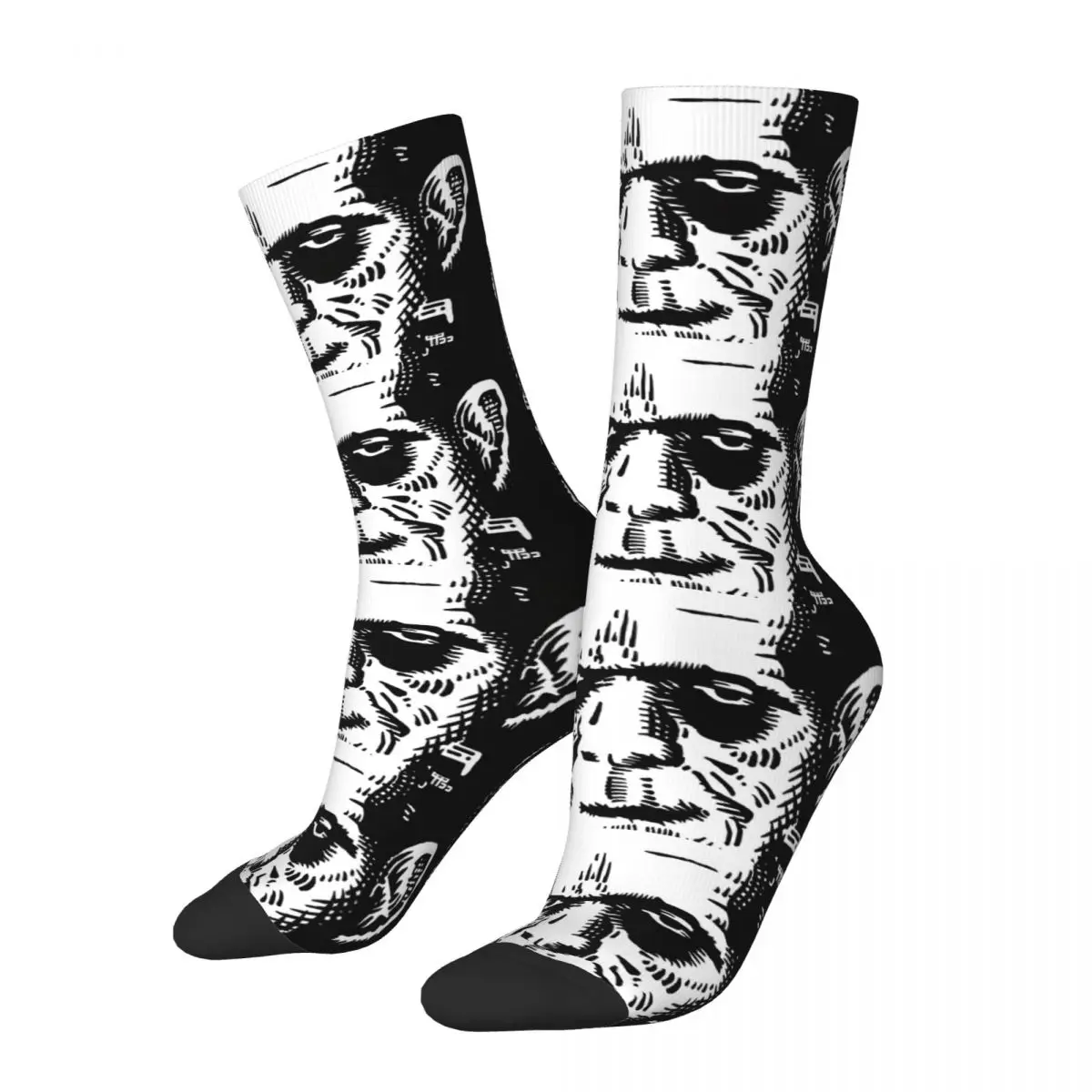 

Boris Karloff Funny Men's Socks Retro Frankenstein Horror Film Street Style Crazy Crew Sock Gift Pattern Printed