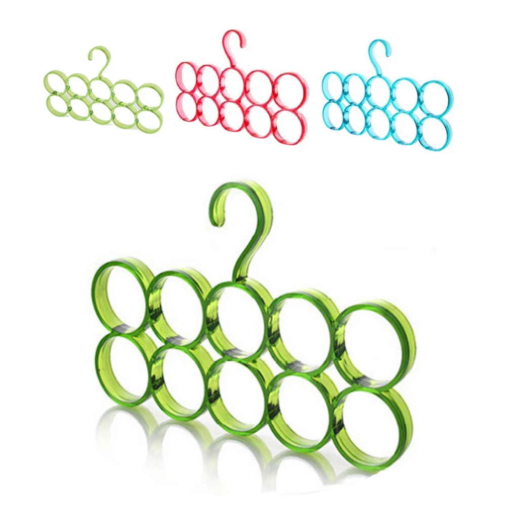 

Multifunctional 10 Rings Hanger Scarf Display Slots Holder Non-Slip Bathrobe Organizer Red Circle Shape Coat Hanger