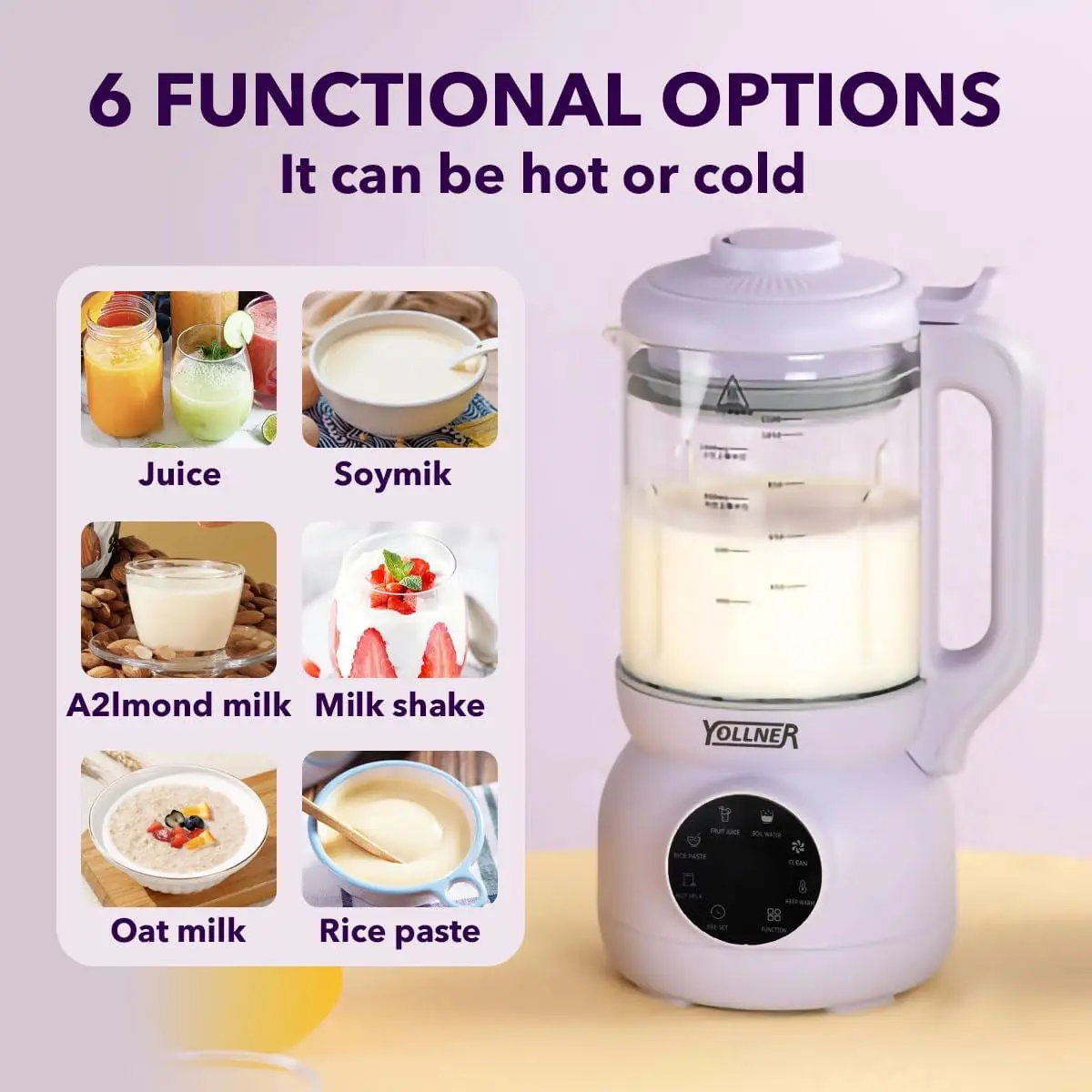 Small Intelligent High-Speed Blender, Soy Milk Maker for Household, Multi-functional, Filter free purple