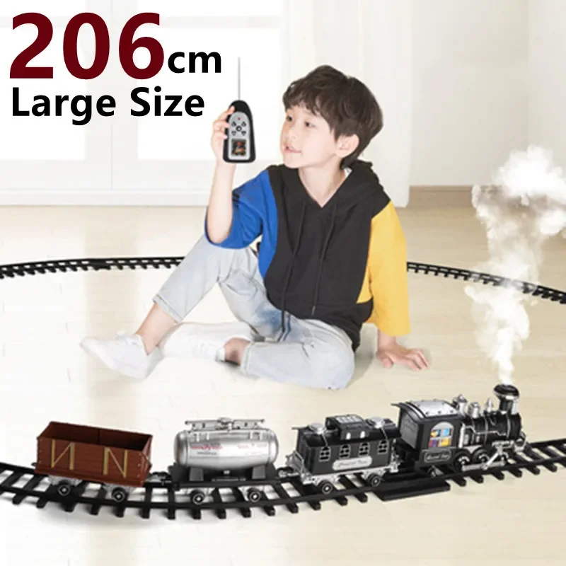 Puzzle Teaching Simulation RC Train 80CM Body 206CM Track Water Smoking Programming DIY Classical STEAM Remote Control Train